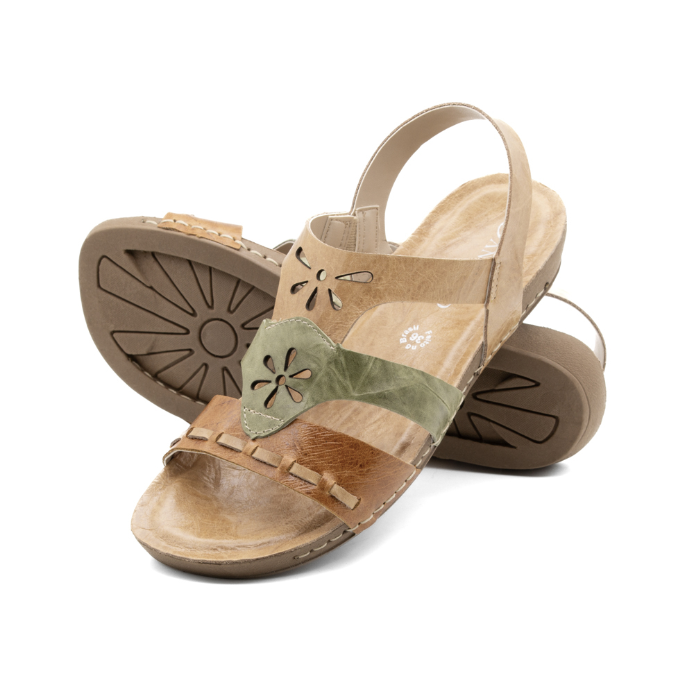 Sandália Flatform Goa em Couro Crush Tapioca - 14290CT