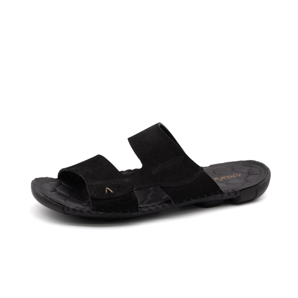 Sandália Masculina Mali em Couro Vertigo Preta - 7322VP