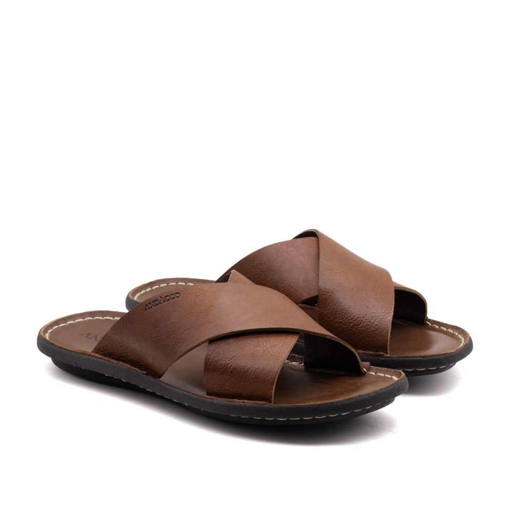 Sandália Masculina Soul em Couro Senna Camel - 8858SCA