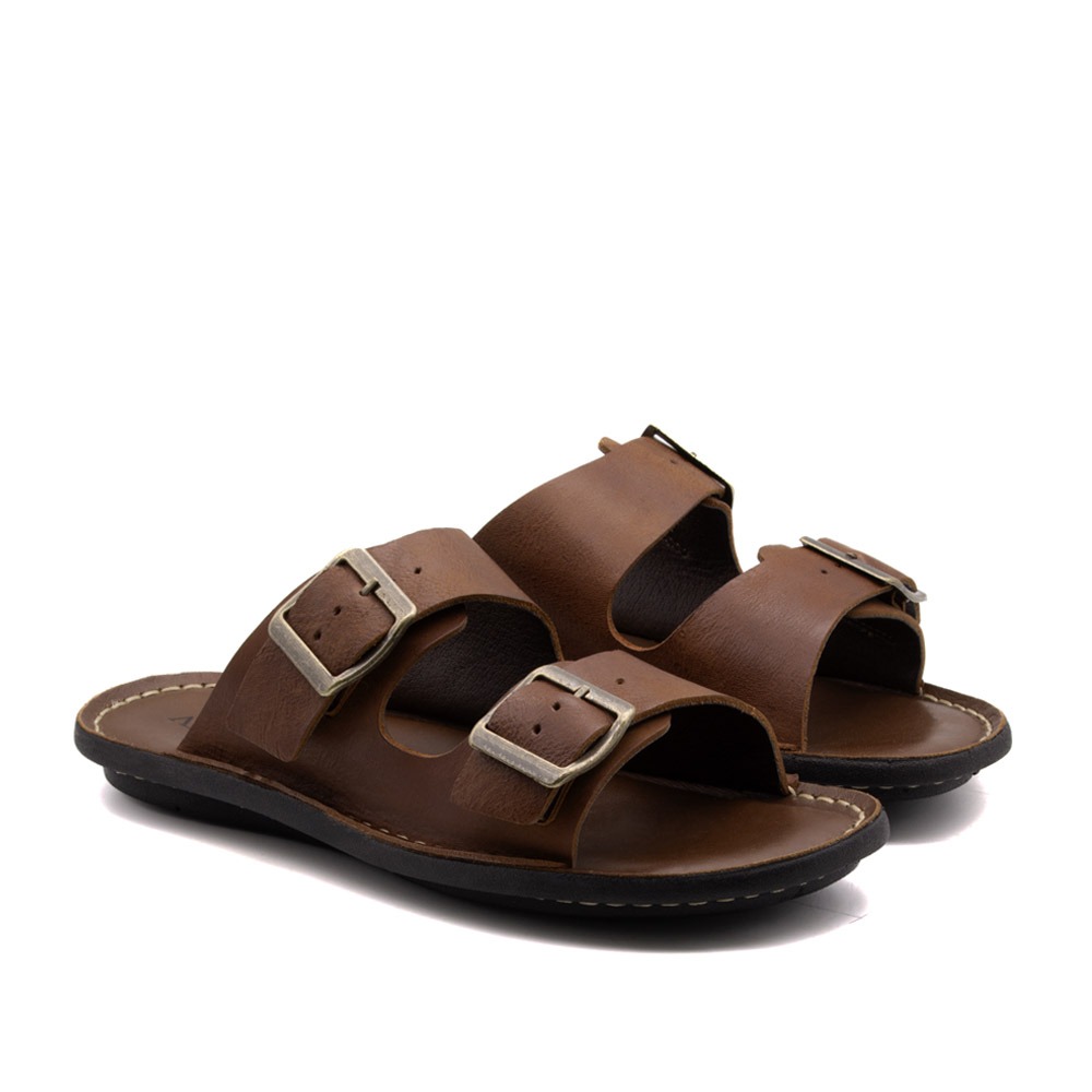 Sandália Masculina Soul em Couro Senna Camel - 8859SCA