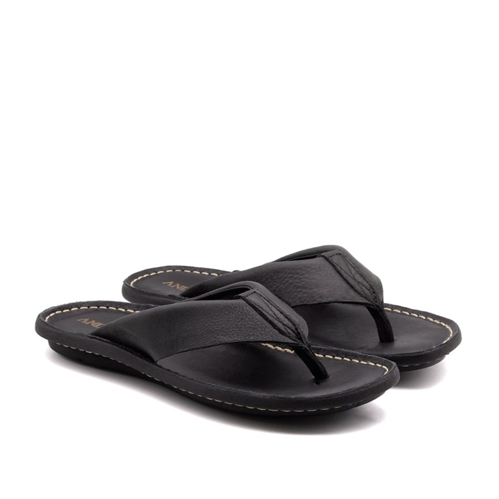 Sandália Masculina Soul em Couro Senna Preto - 8857SP