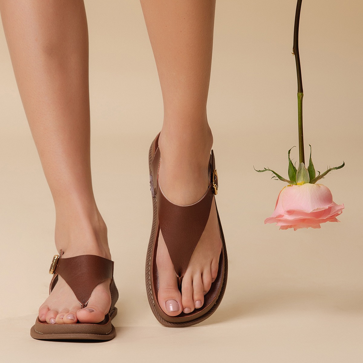 Sandália Papete Rivva em Couro Alfa Sépia - 17133AS