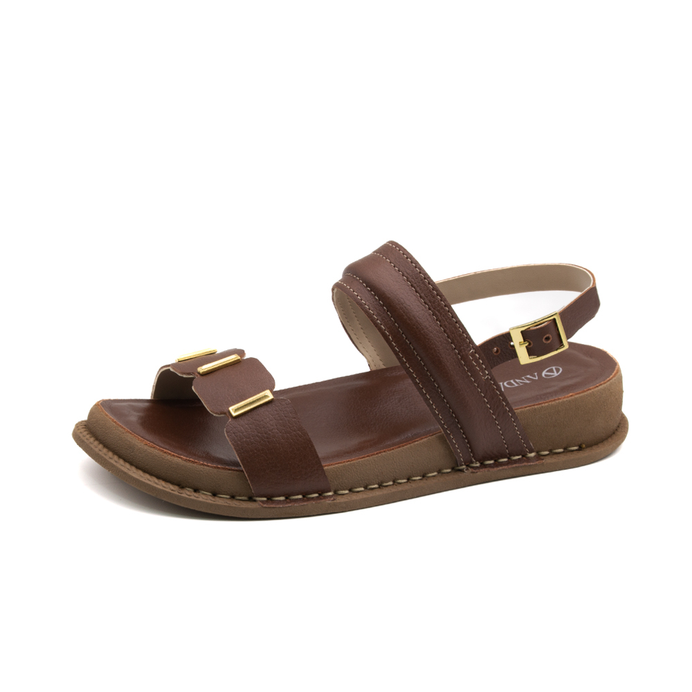 Sandália Papete Rivva em Couro Alfa Sepia - 17140AS