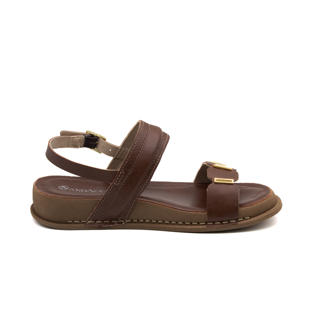 Sandália Papete Rivva em Couro Alfa Sepia - 17140AS