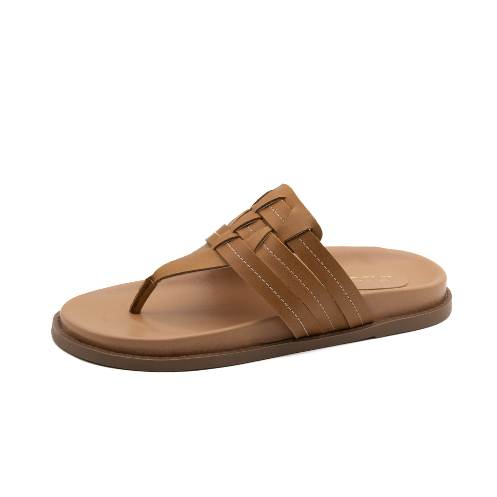 Sandália Papete Sara em Couro Bravvo Tan - 11112BT