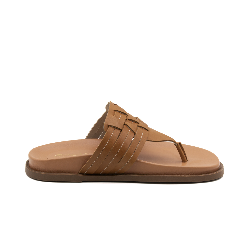 Sandália Papete Sara em Couro Bravvo Tan - 11112BT