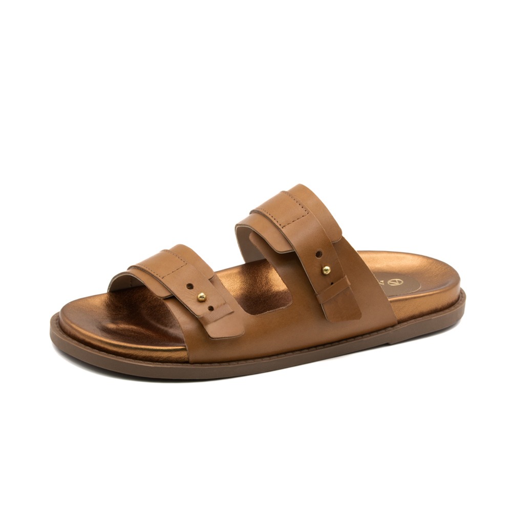 Sandália Papete Sara em Couro Bravvo Tan - 11114BT