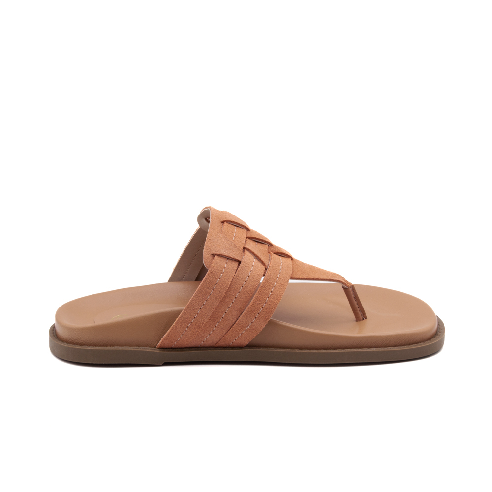 Sandália Papete Sara em Couro Camurça Laranja - 11112CL