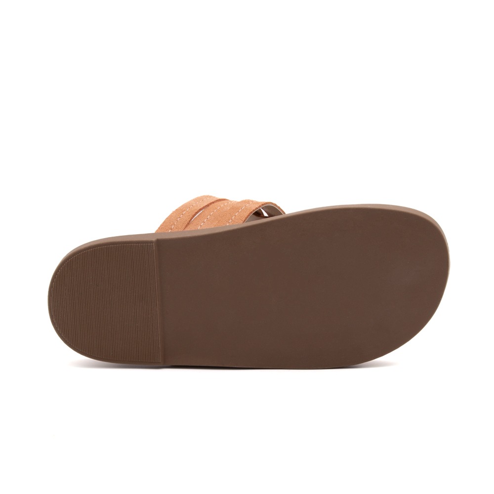 Sandália Papete Sara em Couro Camurça Laranja - 11112CL