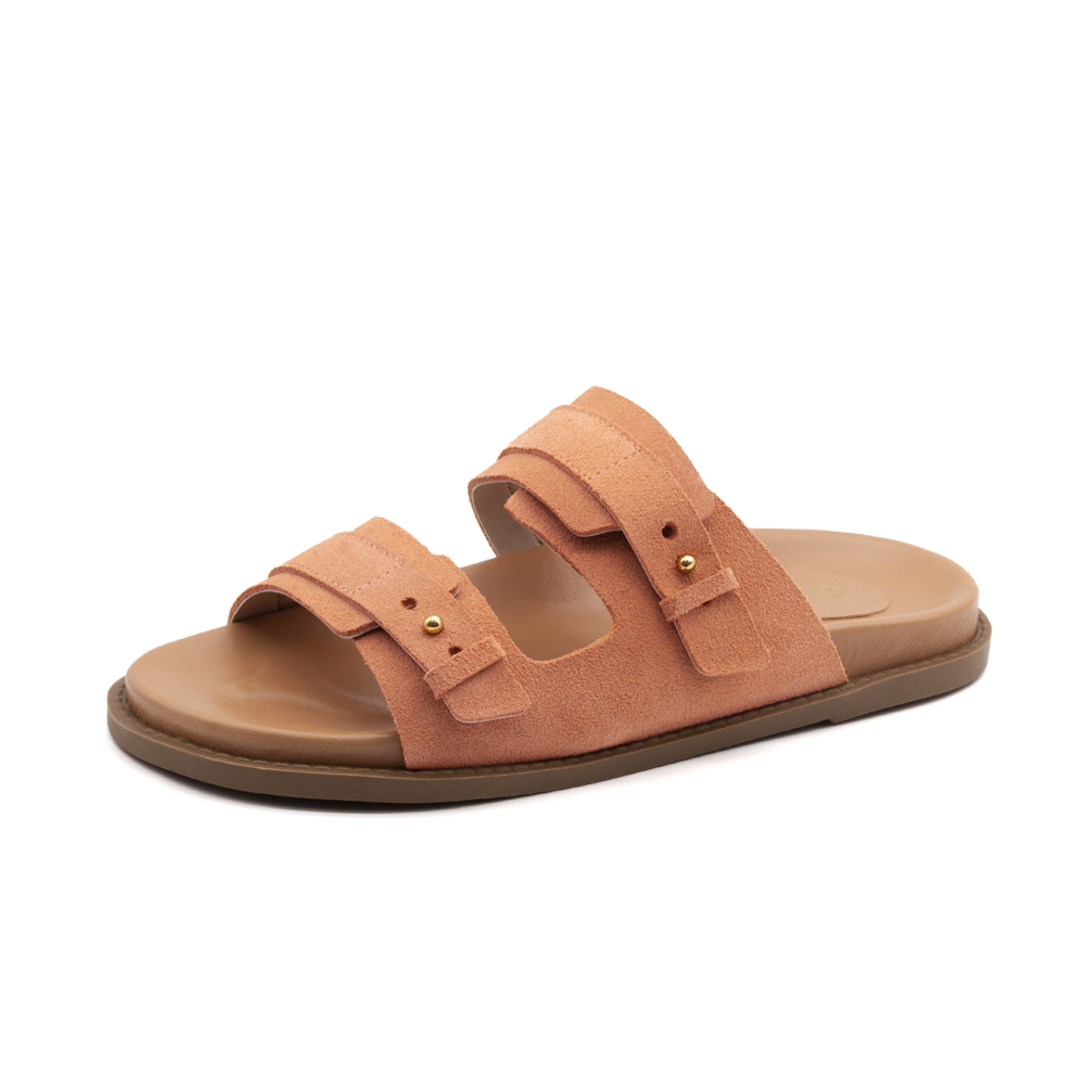 Sandália Papete Sara em Couro Camurça Laranja - 11114CL Sandália Papete Sara em Couro Camurça Laranja - 11114CL