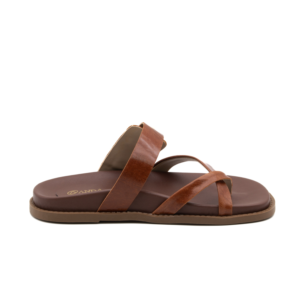 Sandália Papete Sara em Couro Crush Rust - 11110CR