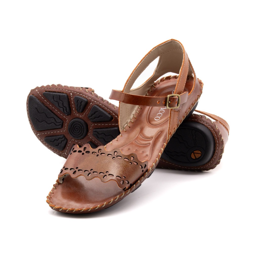 Sandália Rasteira Jade em Couro Alure Bourbon - 12397AB Sandália Rasteira Jade em Couro Alure Bourbon - 12397AB