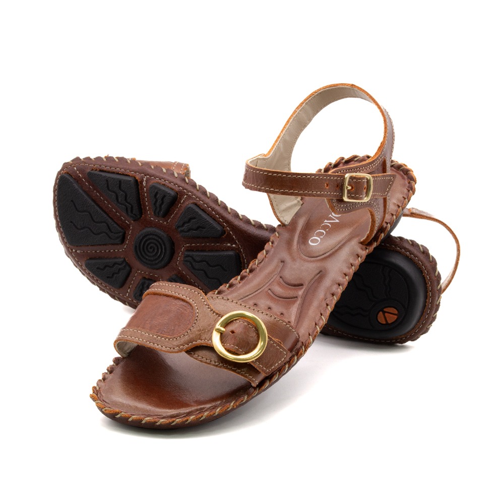 Sandália Rasteira Jade em Couro Alure Bourbon - 12409AB