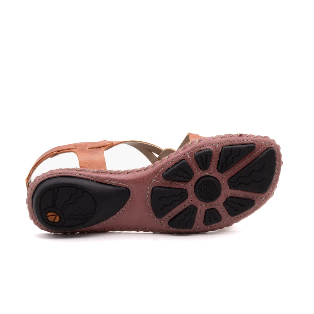 Sandália Rasteira Jade em Couro Alure Coral - 12402AC