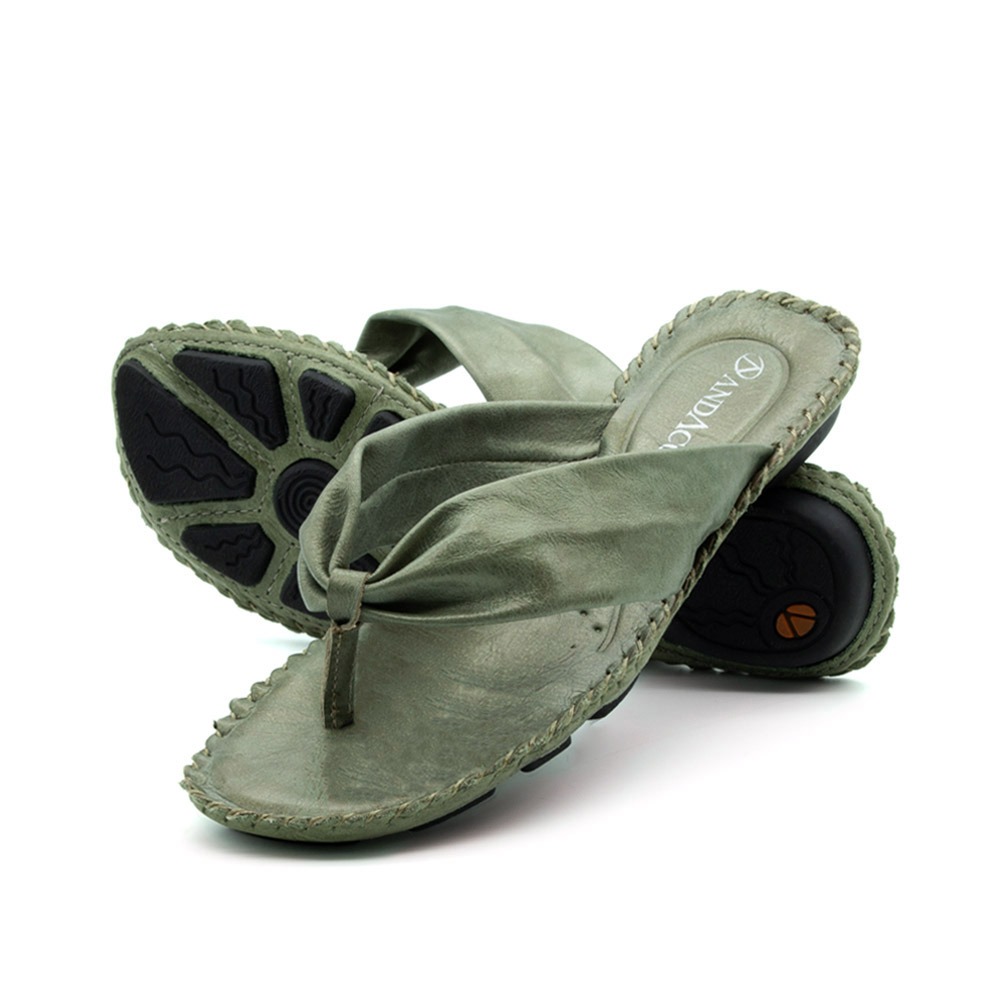 Sandália Rasteira Jade em Couro Alure Lago - 12404AL