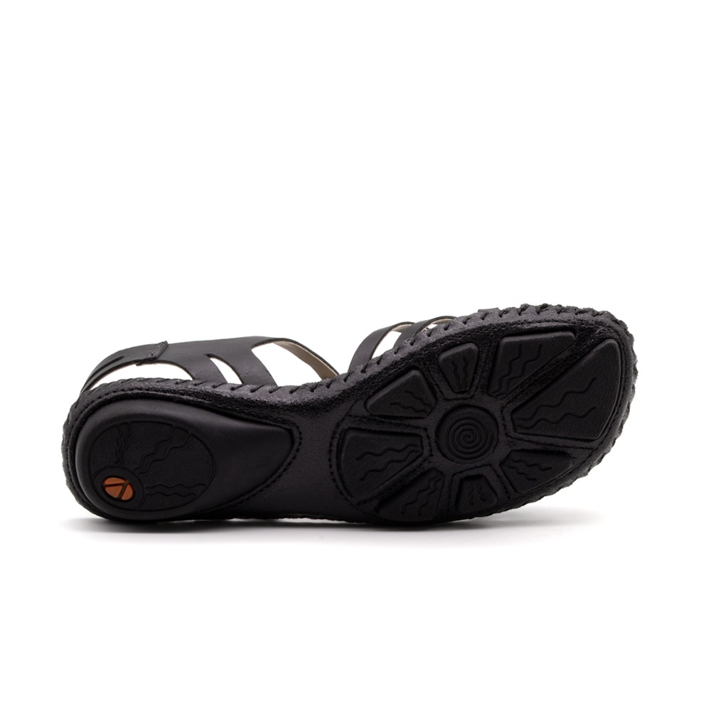 Sandália Rasteira Jade em Couro Bison Preto - 12382BP Sandália Rasteira Jade em Couro Bison Preto - 12382BP