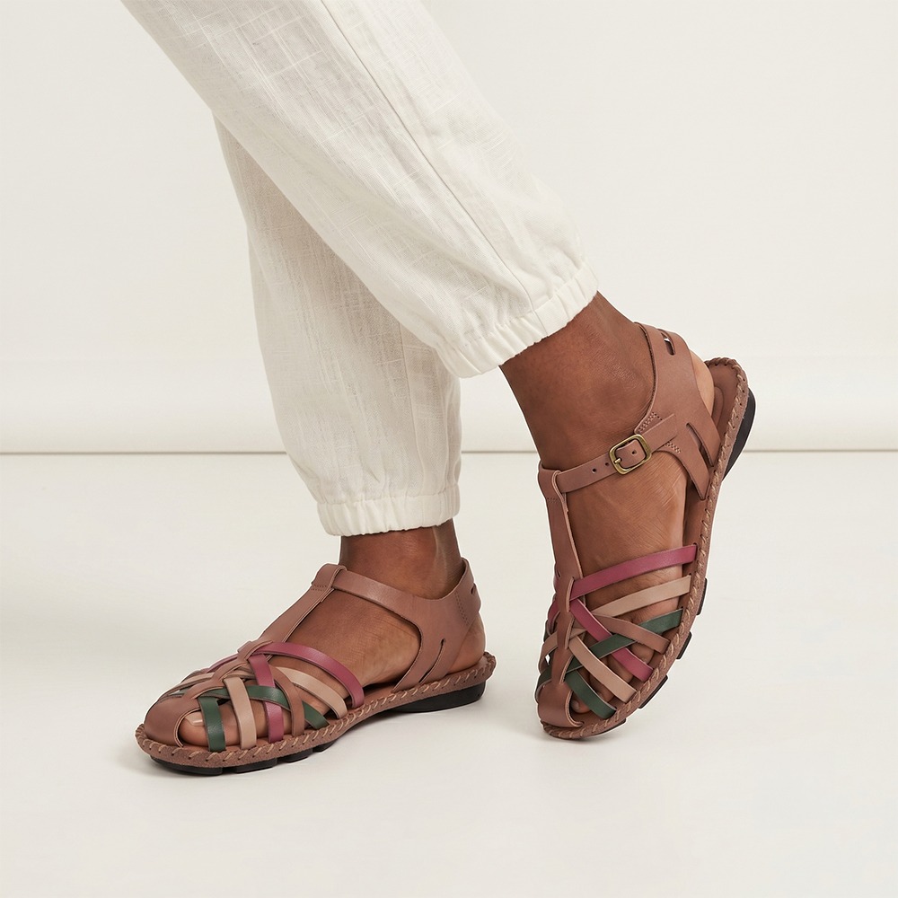 Sandália Rasteira Jade em Couro Bison Rust - 12382BR Sandália Rasteira Jade em Couro Bison Rust - 12382BR
