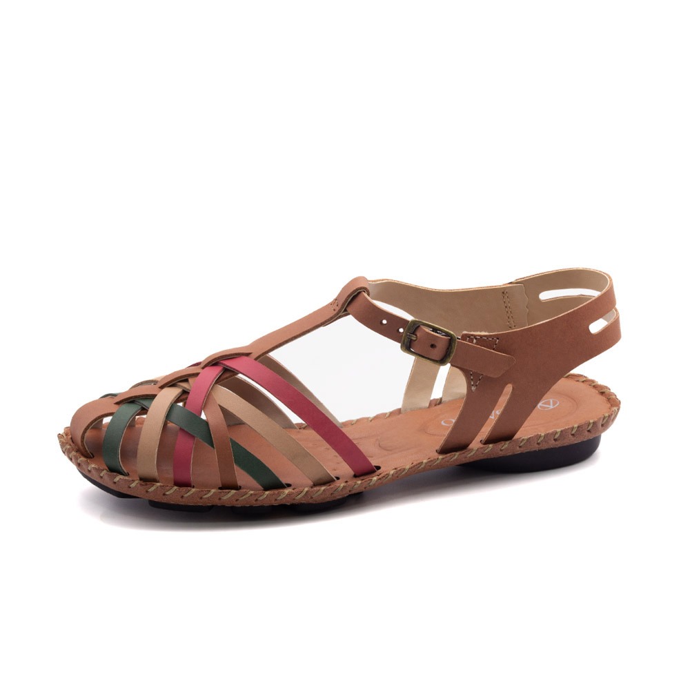 Sandália Rasteira Jade em Couro Bison Rust - 12382BR Sandália Rasteira Jade em Couro Bison Rust - 12382BR