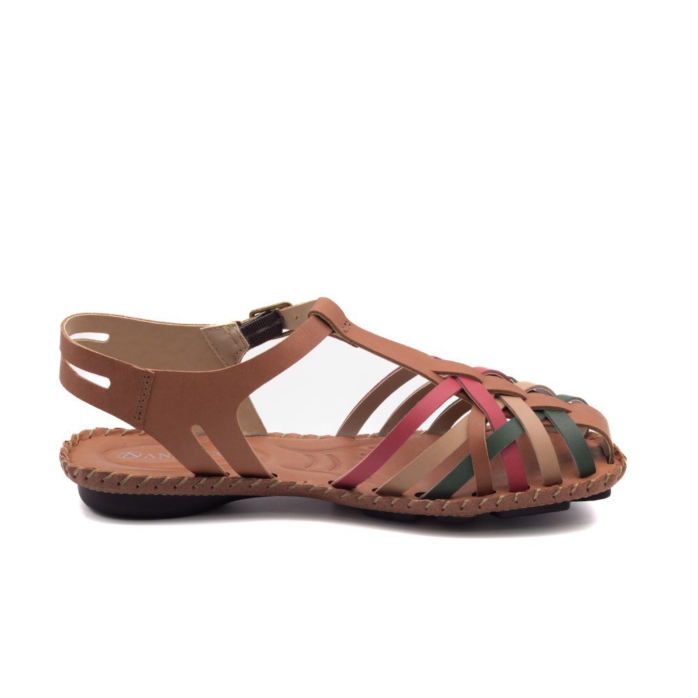 Sandália Rasteira Jade em Couro Bison Rust - 12382BR Sandália Rasteira Jade em Couro Bison Rust - 12382BR