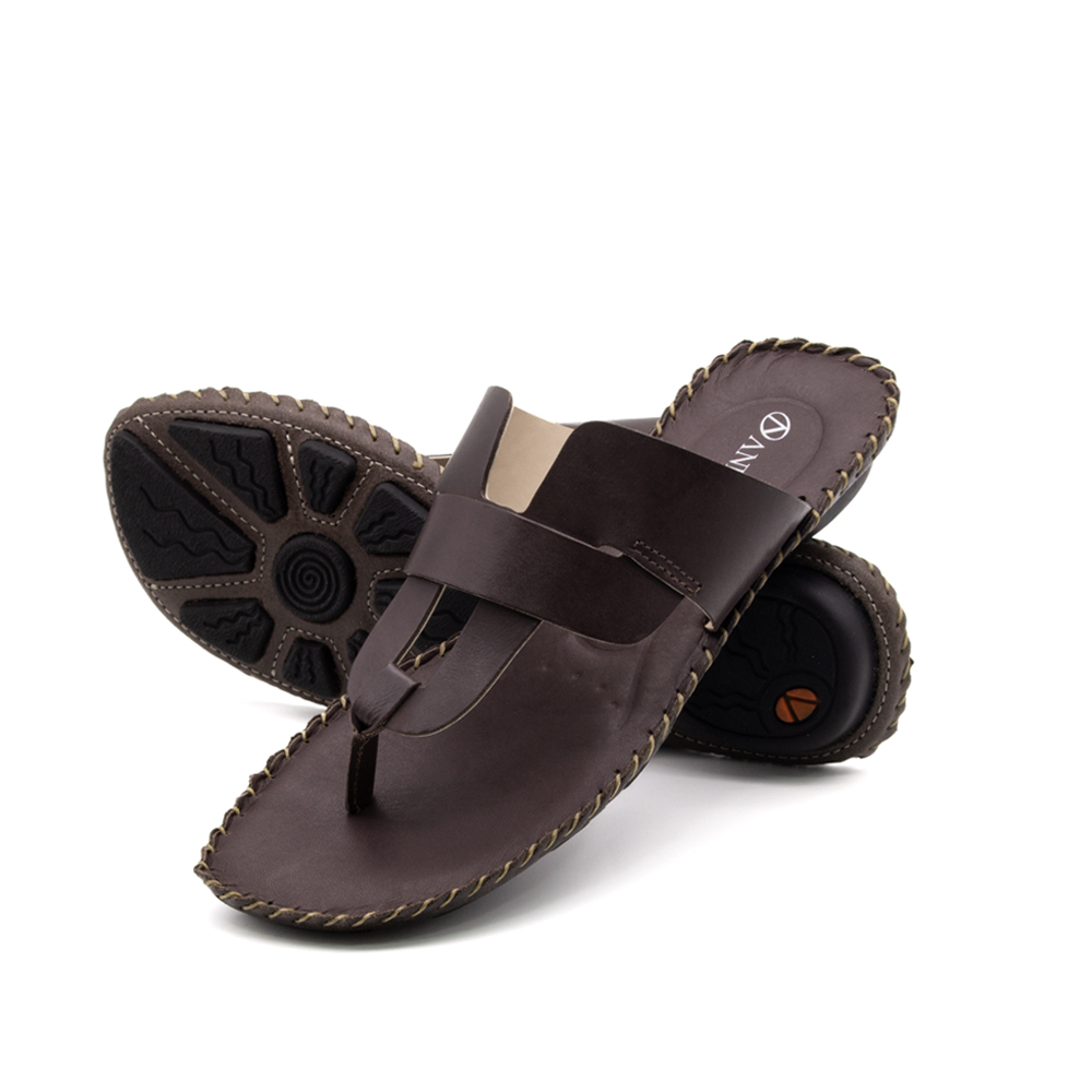 Sandália Rasteira Jade em Couro Bravvo Tabaco - 12410BT