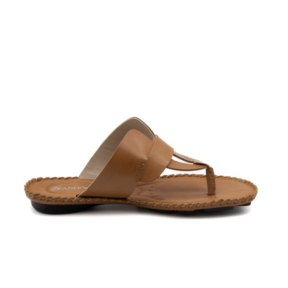 Sandália Rasteira Jade em Couro Bravvo Tan - 12410BTA