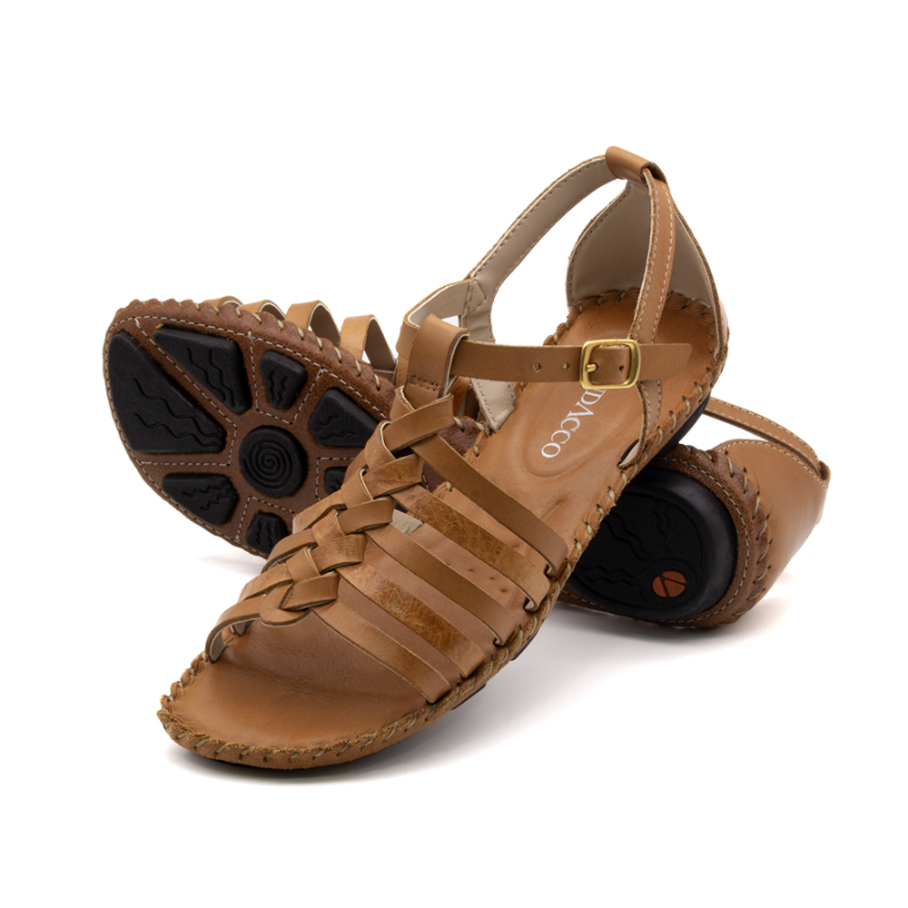 Sandália Rasteira Jade em Couro Bravvo Tan - 12411BT