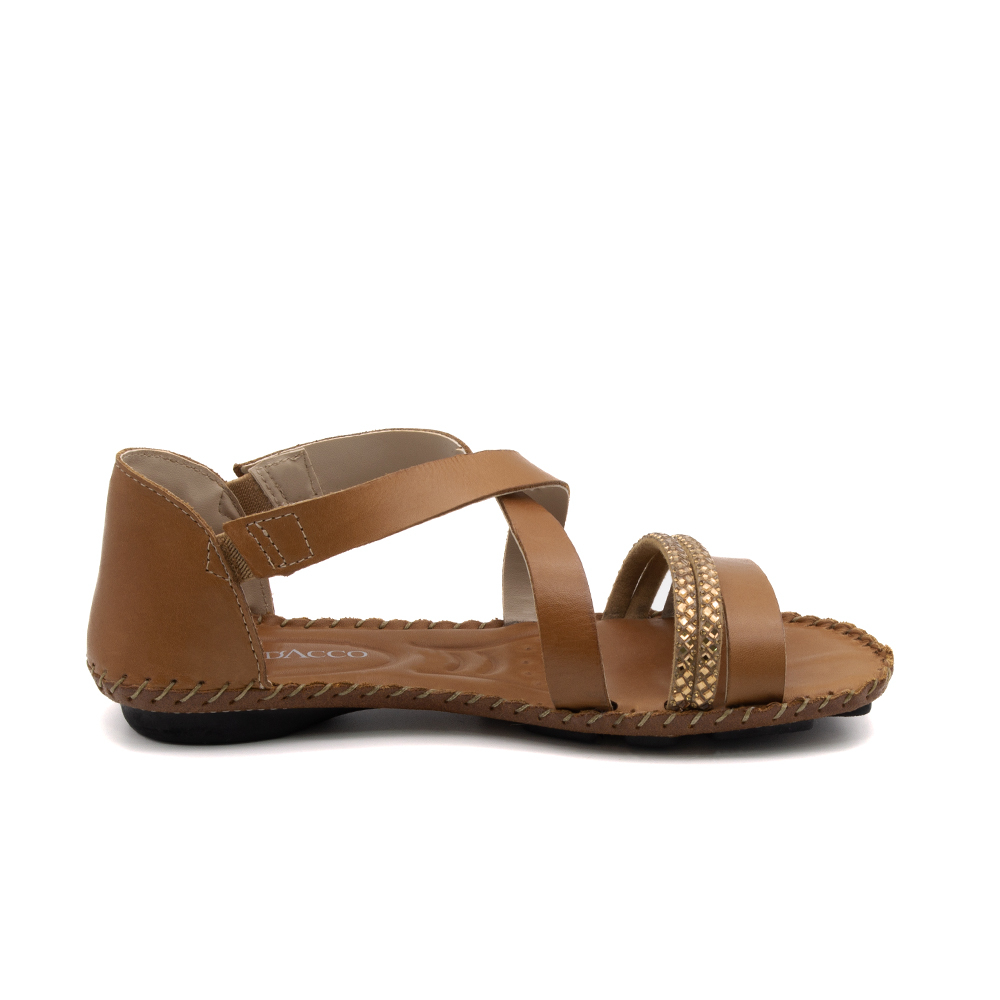 Sandália Rasteira Jade em Couro Bravvo Tan - 12413BT