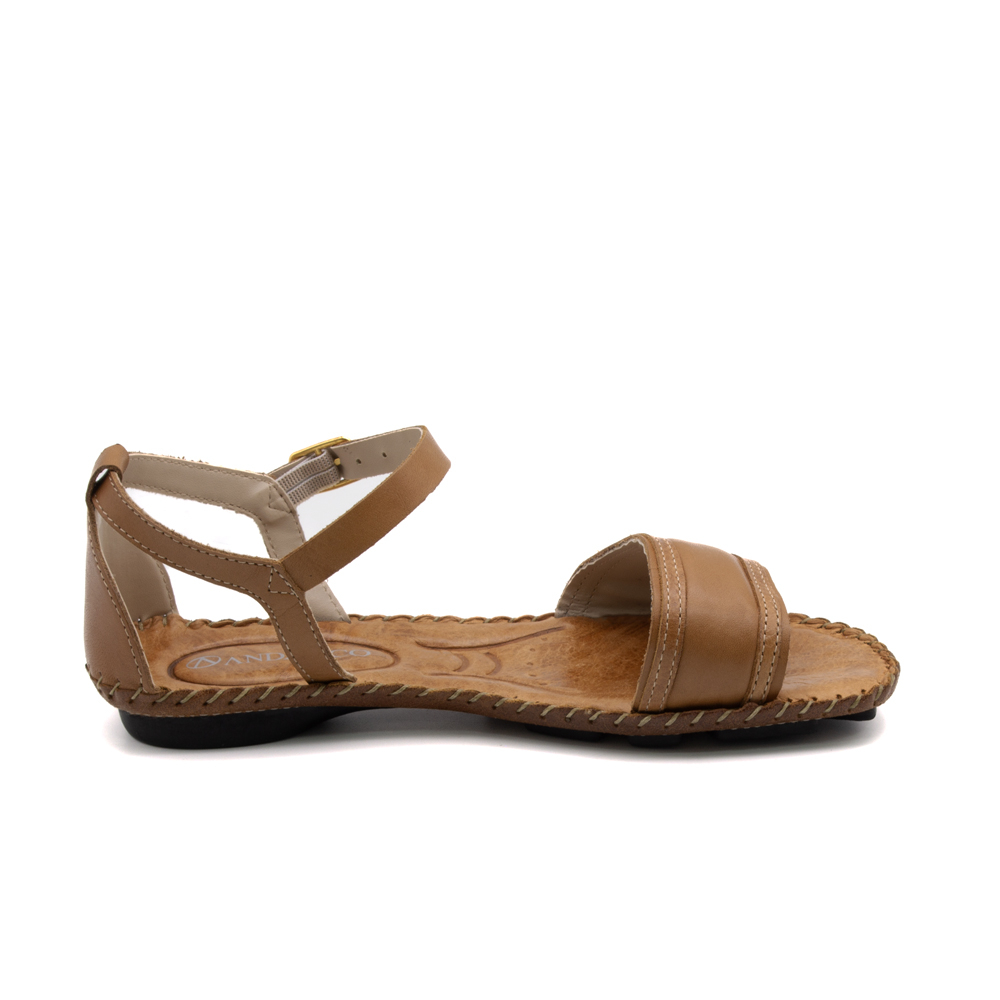 Sandália Rasteira Jade em Couro Bravvo Tan - 12414BT