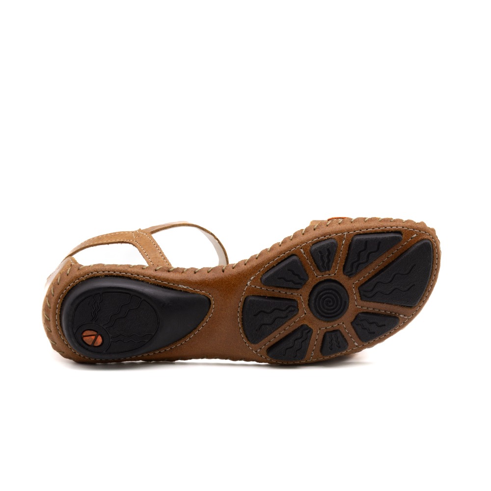 Sandália Rasteira Jade em Couro Crush Caramelo - 12374CC Sandália Rasteira Jade em Couro Crush Caramelo - 12374CC