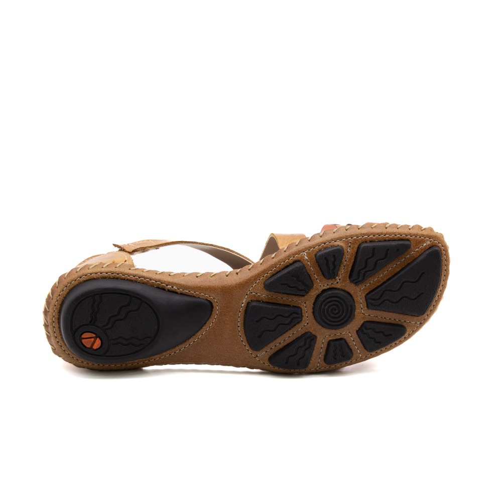 Sandália Rasteira Jade em Couro Crush Caramelo - 12380CCA