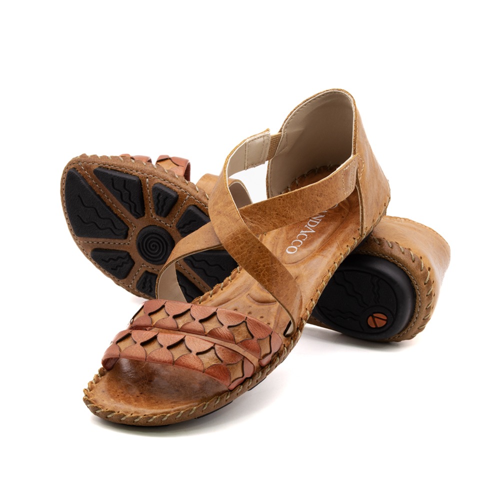 Sandália Rasteira Jade em Couro Crush Caramelo - 12380CCA