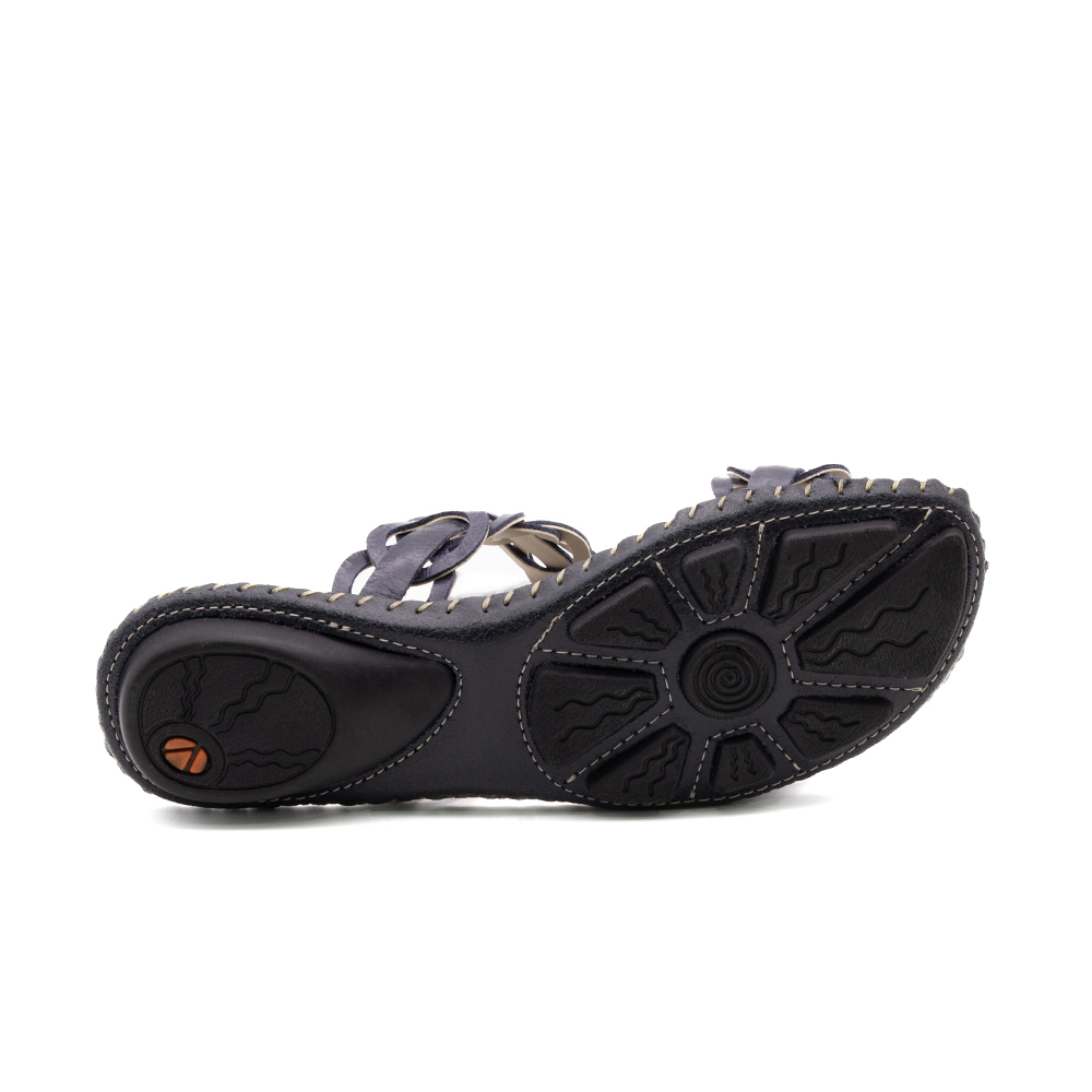 Sandália Rasteira Jade em Couro Crush Dark Blue - 12408CD
