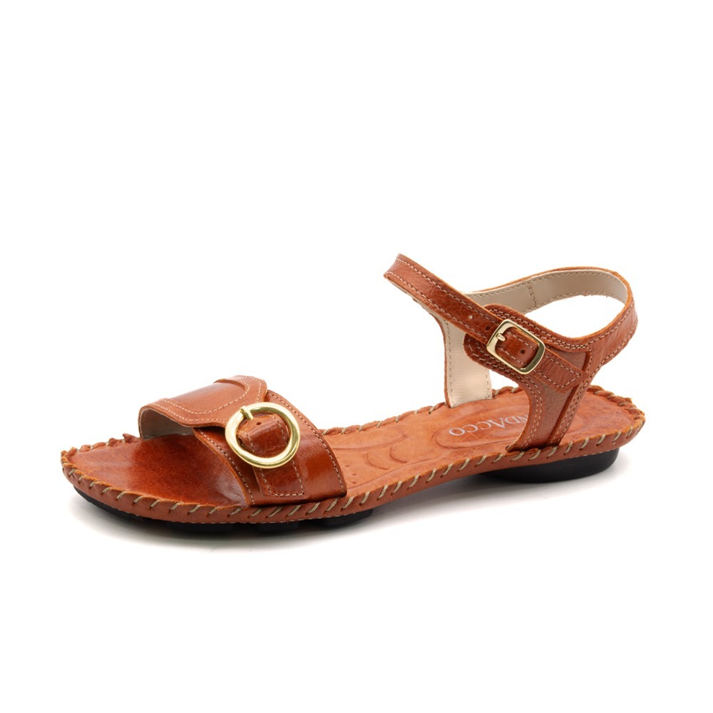 Sandália Rasteira Jade em Couro Crush Laranja - 12409CL Sandália Rasteira Jade em Couro Crush Laranja - 12409CL