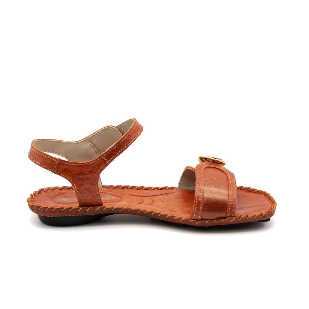 Sandália Rasteira Jade em Couro Crush Laranja - 12409CL