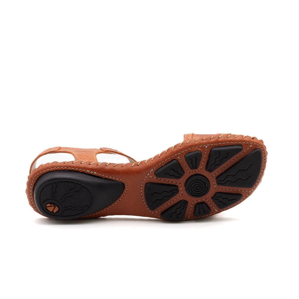 Sandália Rasteira Jade em Couro Crush Laranja - 12409CL