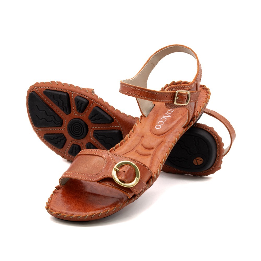 Sandália Rasteira Jade em Couro Crush Laranja - 12409CL