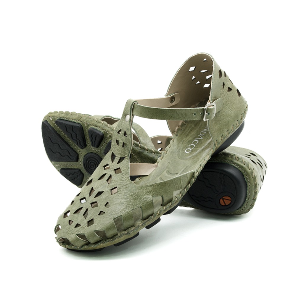 Sandália Rasteira Jade em Couro Crush Mist - 12395CM