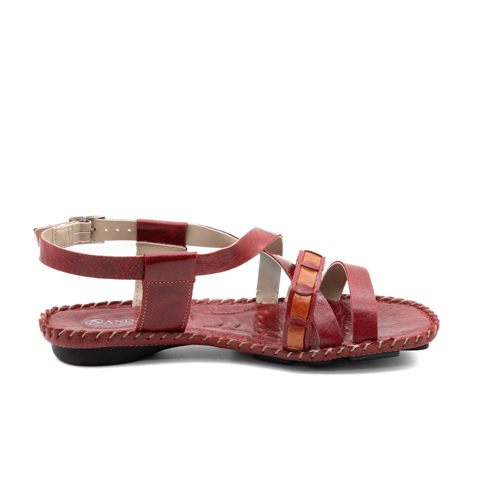 Sandália Rasteira Jade em Couro Crush Rosso - 12407CR