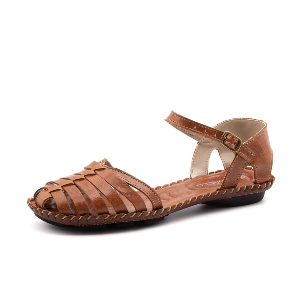 Sandália Rasteira Jade em Couro Crush Rust - 1219CRR Sandália Rasteira Jade em Couro Crush Rust - 1219CRR