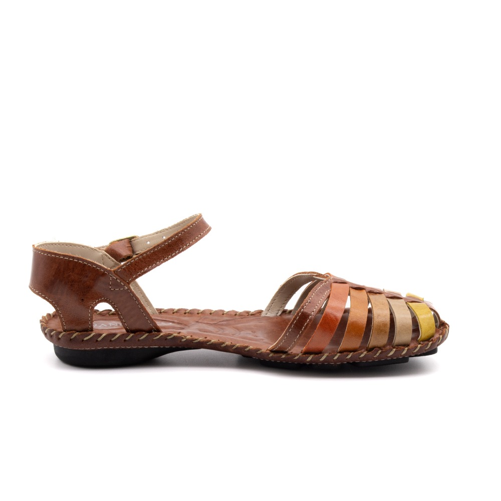 Sandália Rasteira Jade em Couro Crush Rust - 1219CRU Sandália Rasteira Jade em Couro Crush Rust - 1219CRU