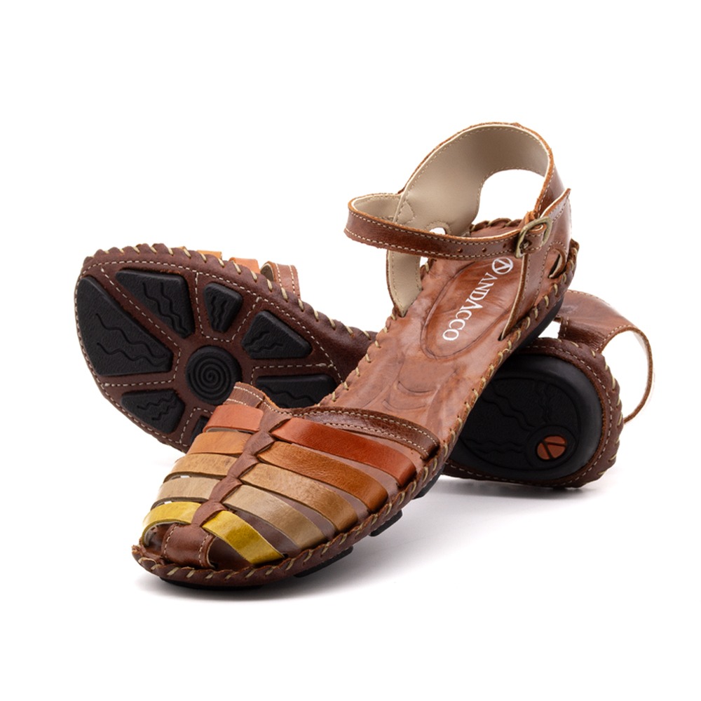 Sandália Rasteira Jade em Couro Crush Rust - 1219CRU Sandália Rasteira Jade em Couro Crush Rust - 1219CRU