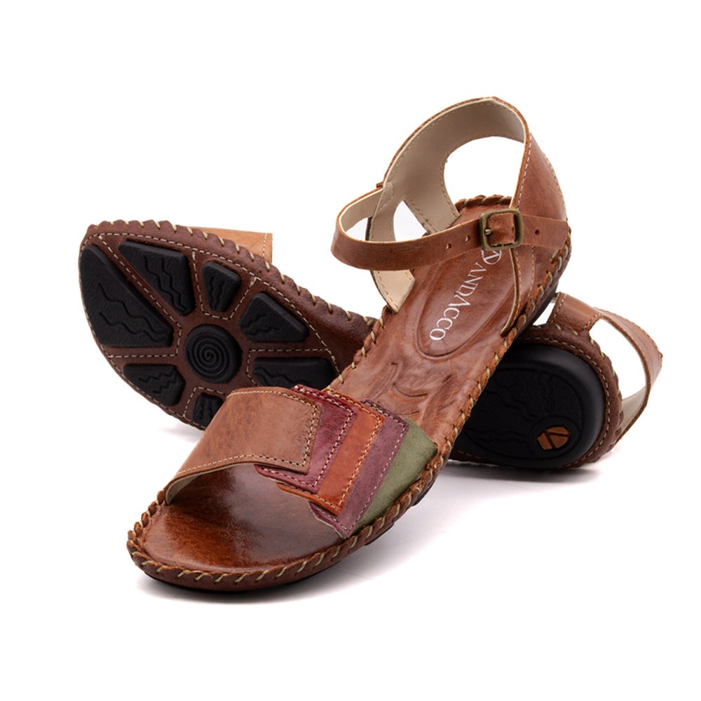 Sandália Rasteira Jade em Couro Crush Rust - 12392CR Sandália Rasteira Jade em Couro Crush Rust - 12392CR