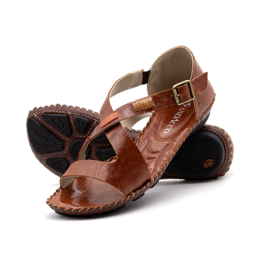 Sandália Rasteira Jade em Couro Crush Rust - 12393CR Sandália Rasteira Jade em Couro Crush Rust - 12393CR