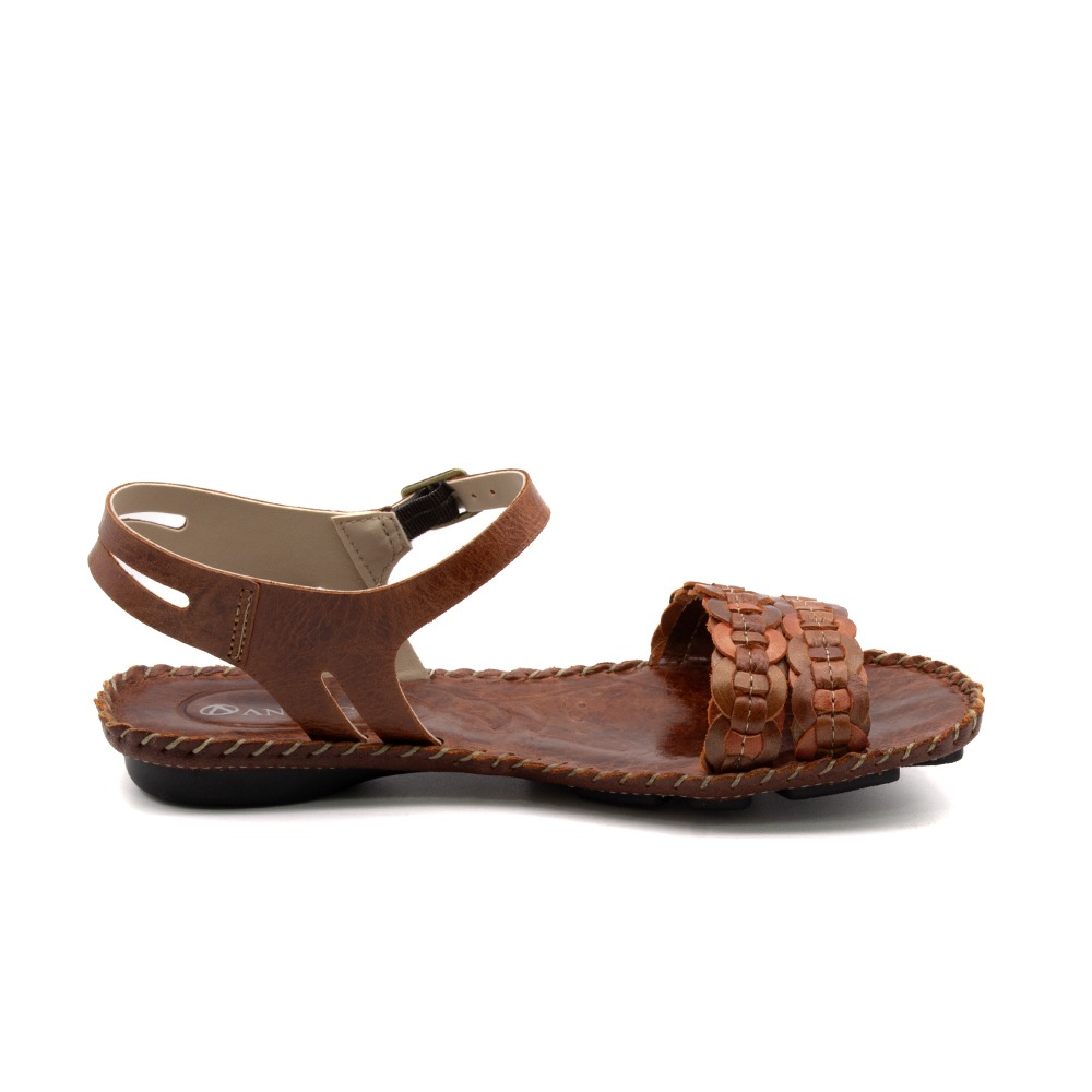 Sandália Rasteira Jade em Couro Crush Rust - 12401CR Sandália Rasteira Jade em Couro Crush Rust - 12401CR