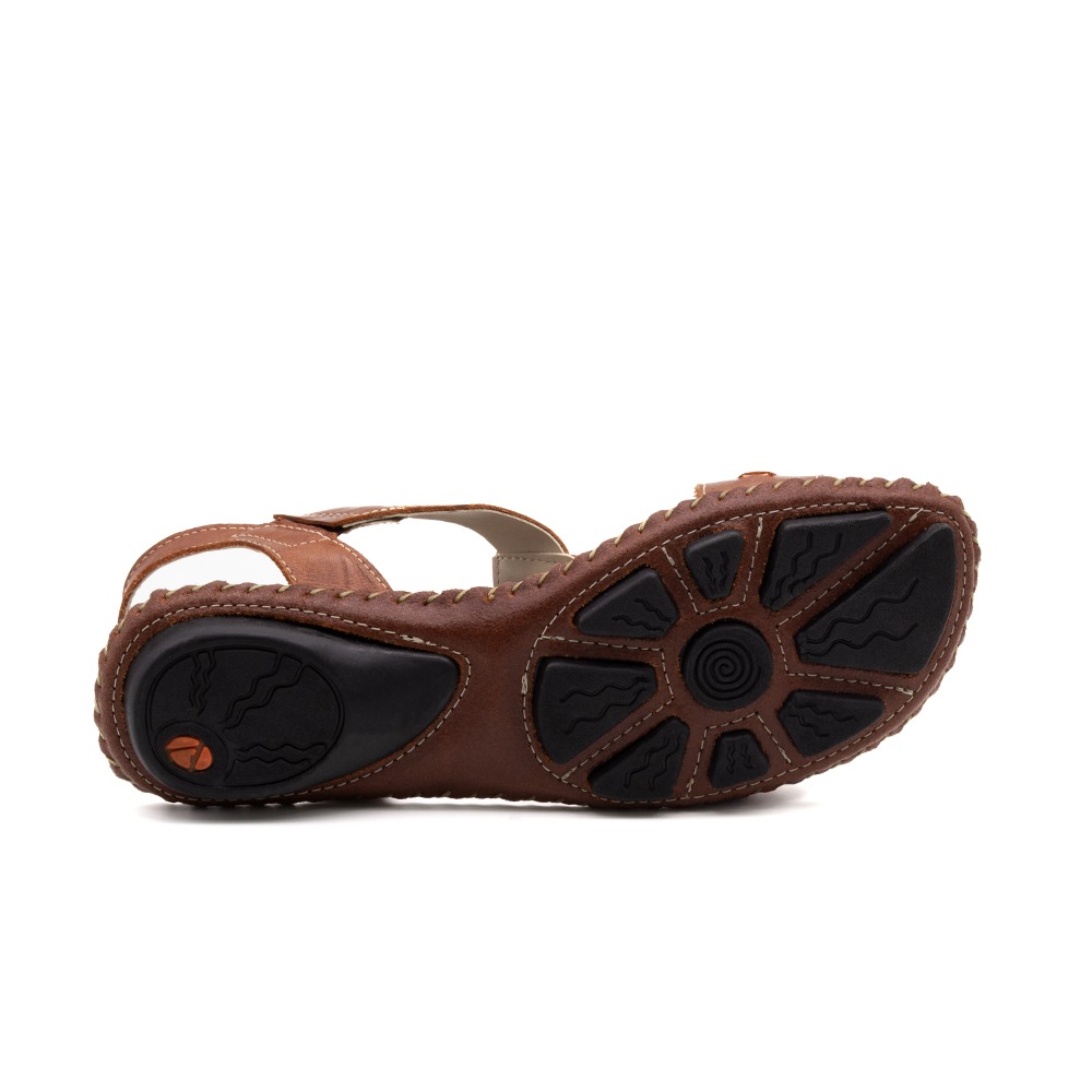 Sandália Rasteira Jade em Couro Crush Rust - 12412CR