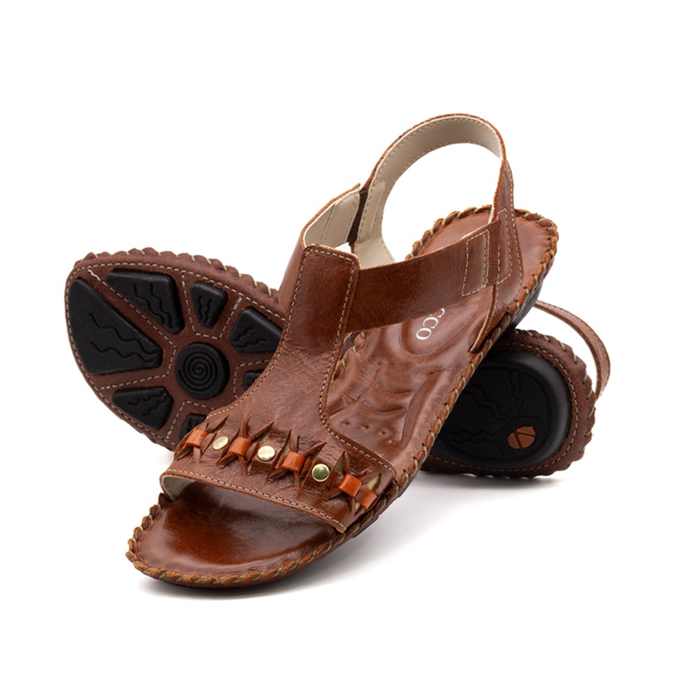 Sandália Rasteira Jade em Couro Crush Rust - 12412CR