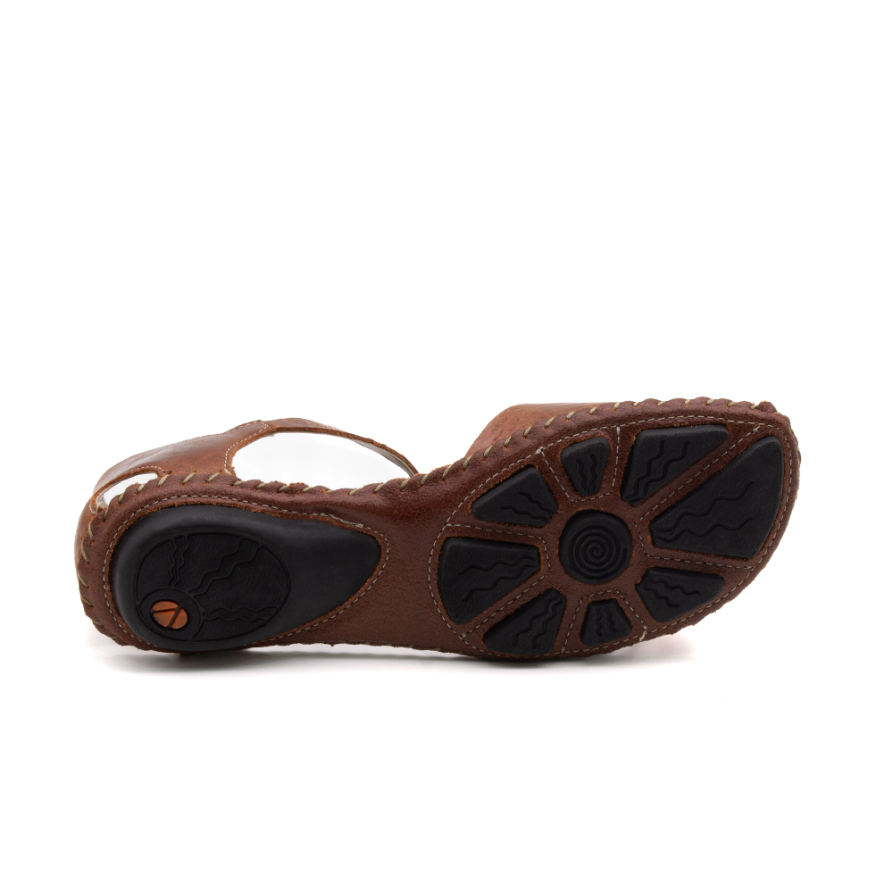 Sandália Rasteira Jade em Couro Crush Rust - 12415CR