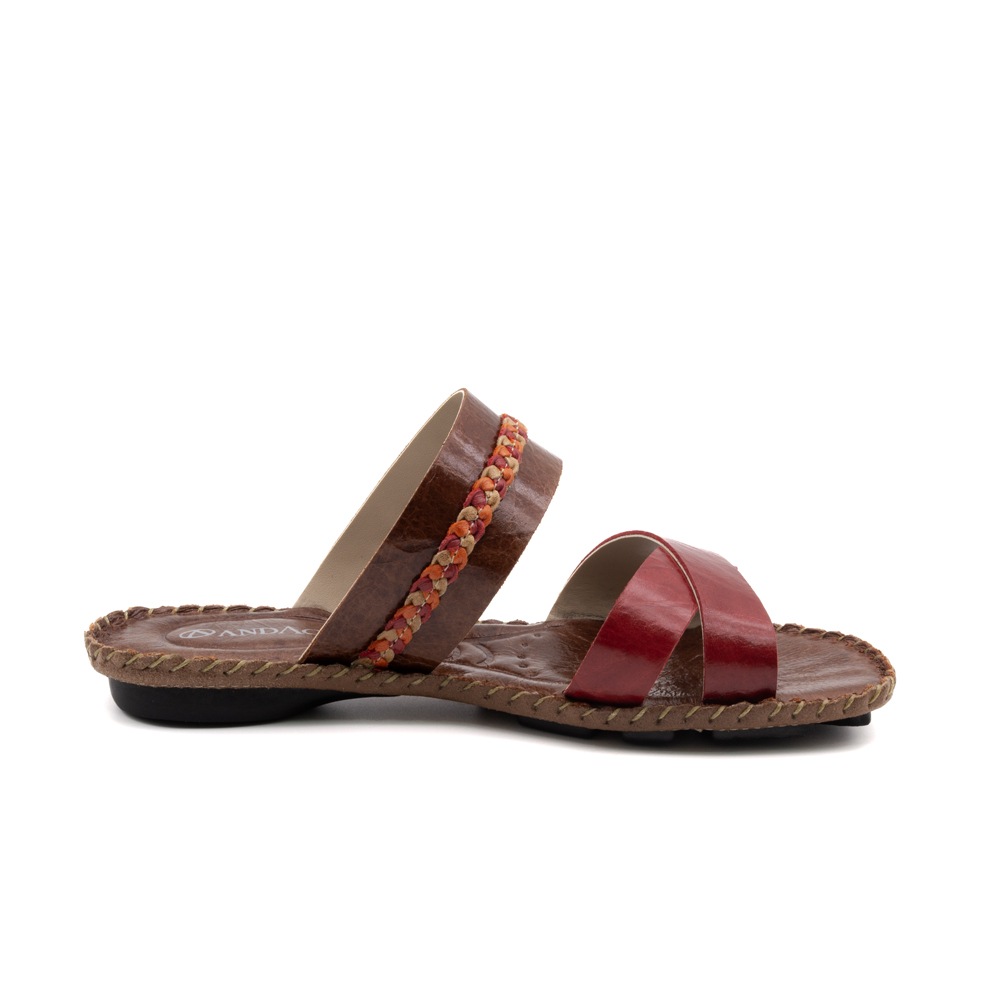 Sandália Rasteira Jade em Couro Crush Sépia - 12405CS