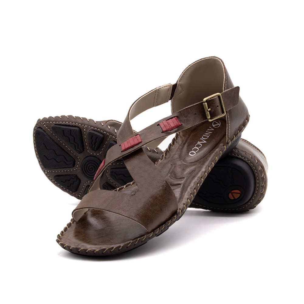 Sandália Rasteira Jade em Couro Crush Tabaco - 12393CT Sandália Rasteira Jade em Couro Crush Tabaco - 12393CT