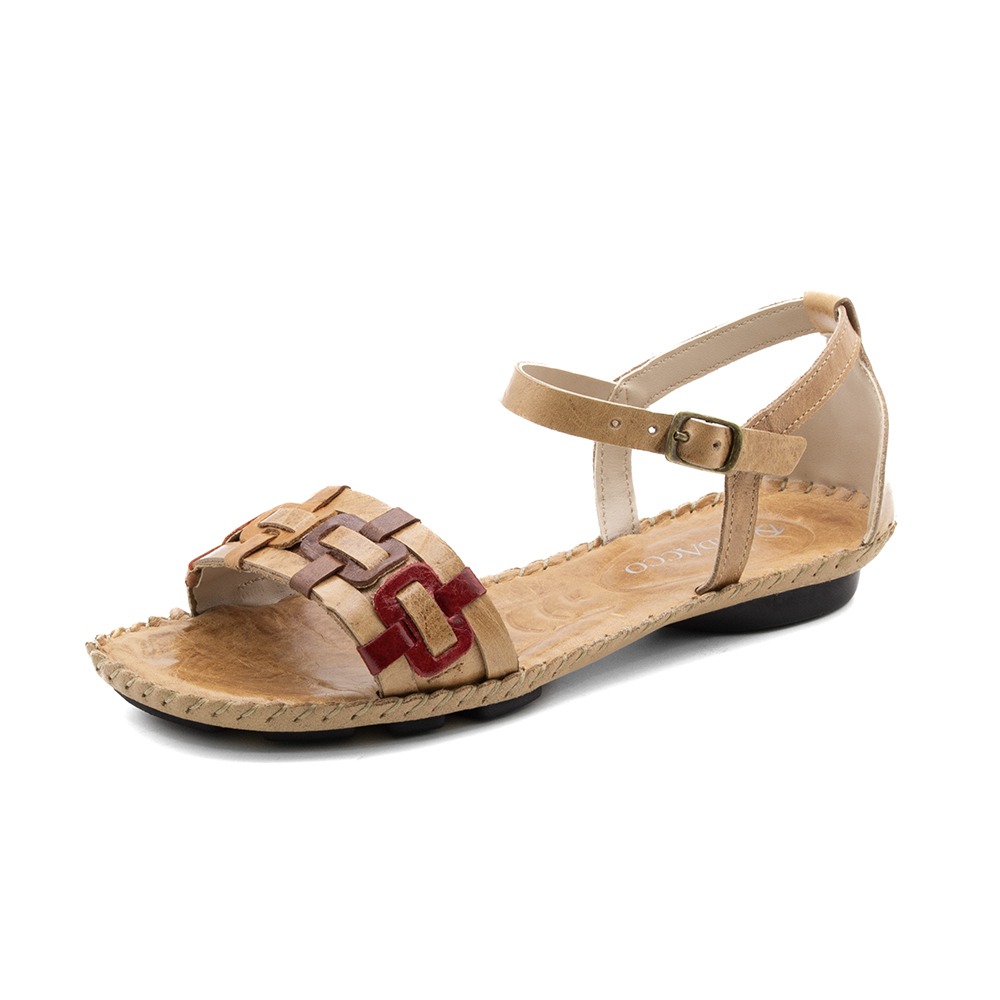 Sandália Rasteira Jade em Couro Crush Tapioca - 12374CTA Sandália Rasteira Jade em Couro Crush Tapioca - 12374CTA